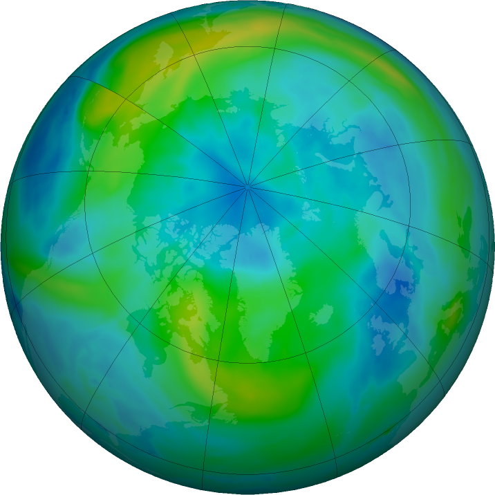 Arctic ozone map for 07 October 2021